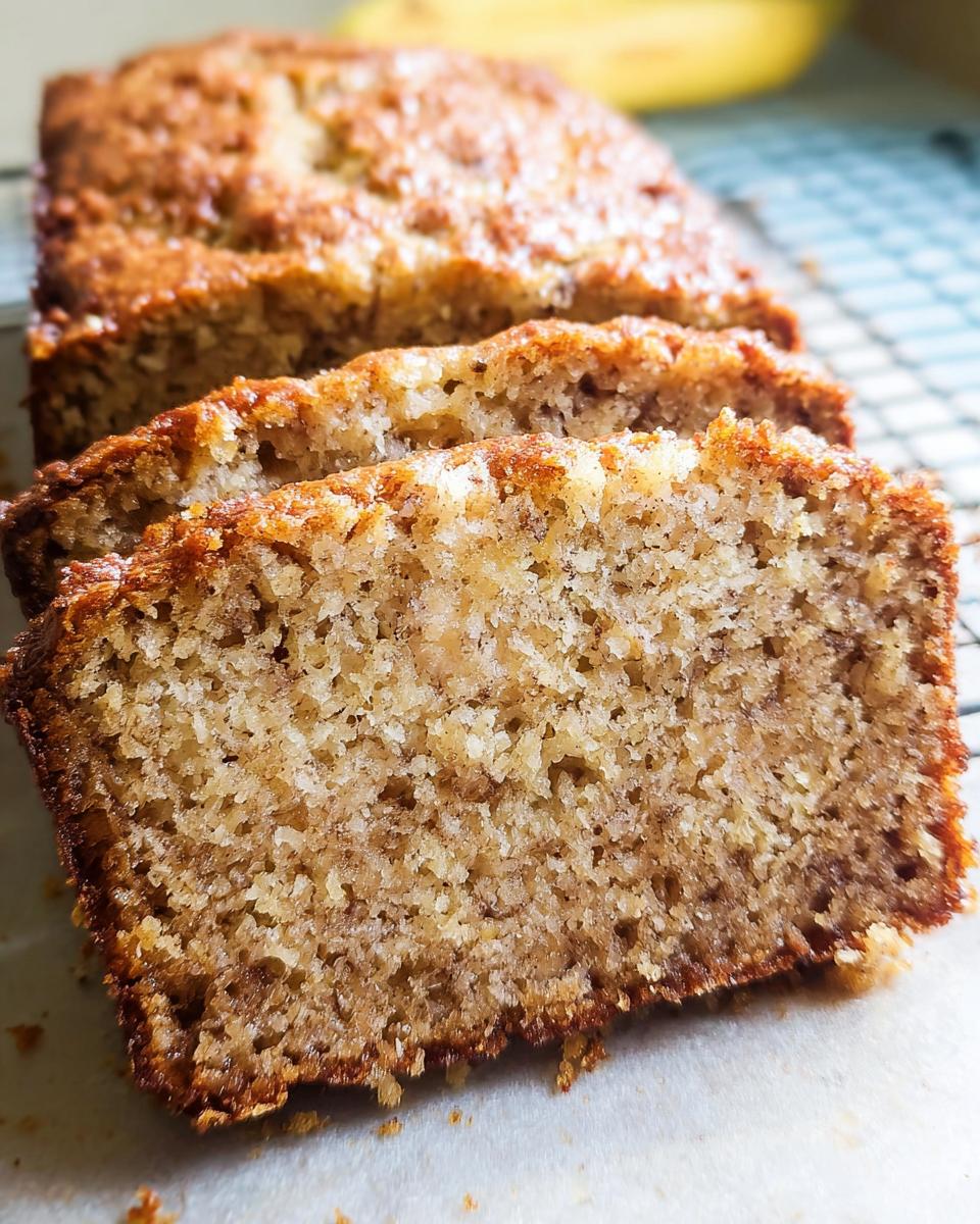 Close-up of sliced Banana Bread in 20 Minutes, showing its moist texture and golden-brown crust.