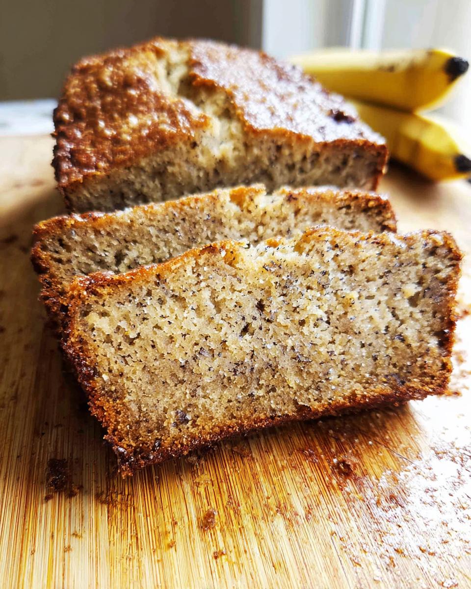 Close-up of sliced Best Banana Bread 2025 on a wooden board, showing a moist interior and crispy edges.