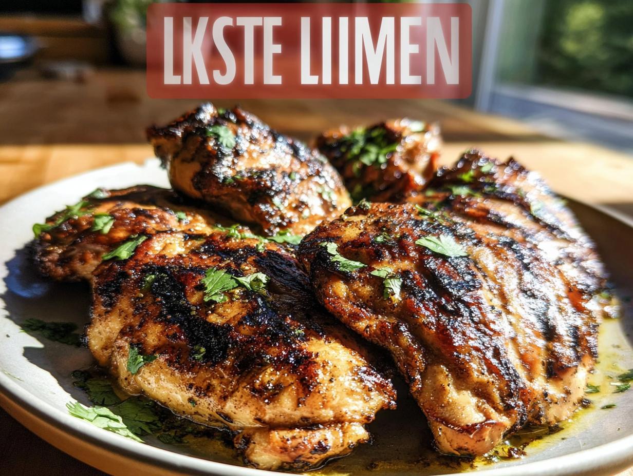 Close-up of grilled chicken pieces, seasoned and garnished with fresh herbs, perfect for busy weeknights.