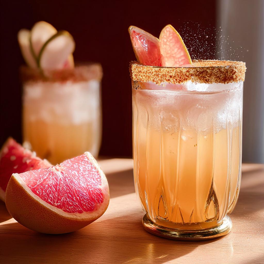 A refreshing grapefruit cocktail with a sugared rim and grapefruit garnish, part of the Ultimate Thanksgiving Drinks Guide.