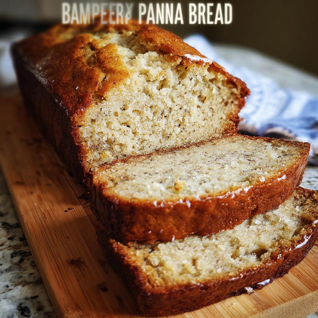 A perfectly baked banana bread loaf, sliced on a wooden board, showcasing its moist texture and golden-brown crust.