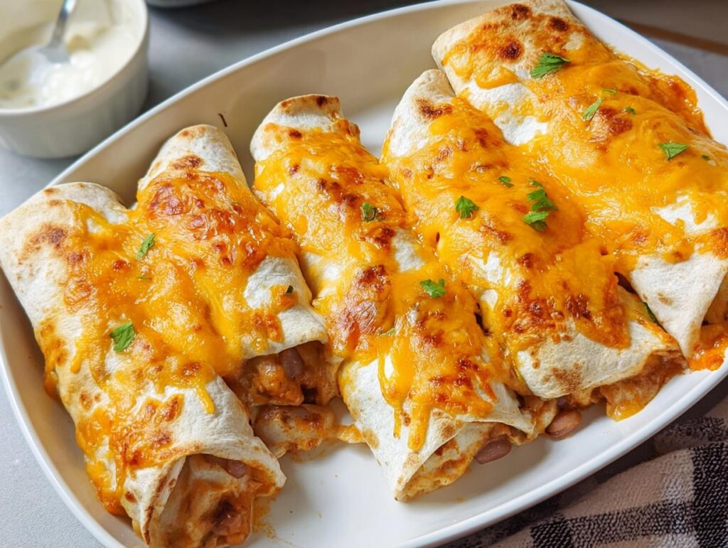Close-up of cheesy enchiladas, a perfect addition to Dinner Ideas in 20 Minutes (Weeknight Win).