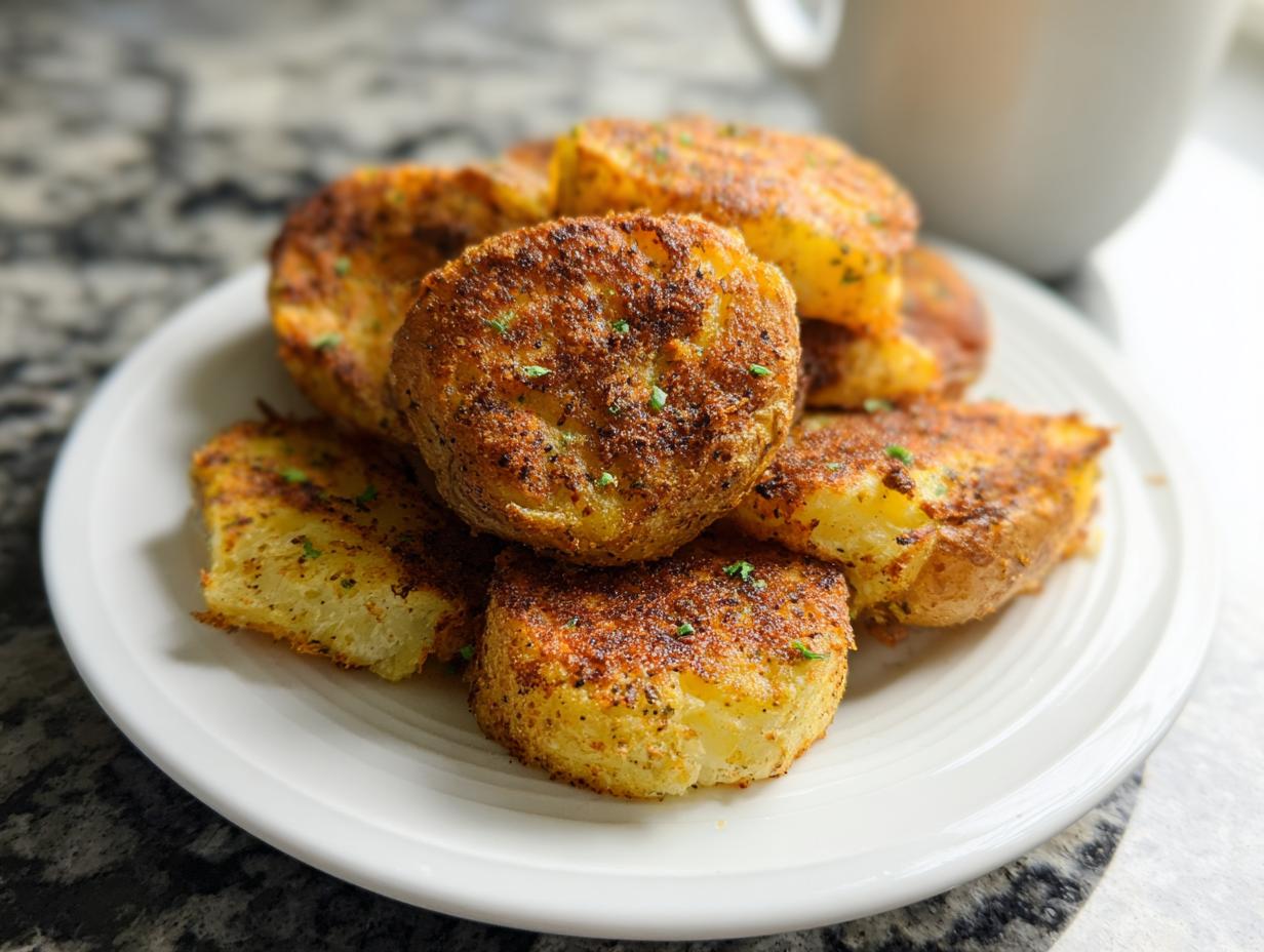 A plate of crispy, seasoned roasted potato slices, perfect as one of 100 side dish recipes.