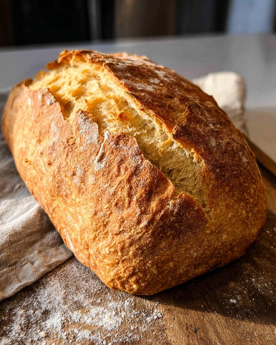 A golden-brown, crusty loaf of artisan bread, perfect for healthy meals recipes.