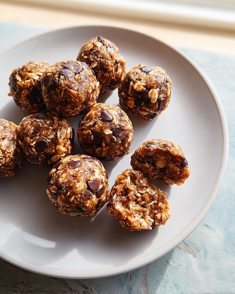A plate of no-bake chocolate chip energy balls, perfect for quick breakfast ideas.