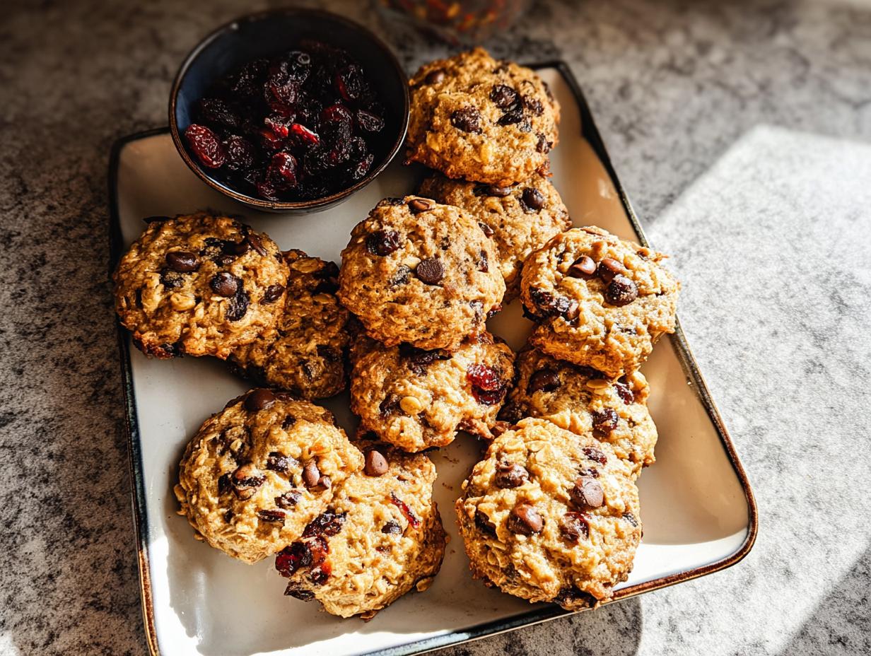 A stack of delicious oatmeal chocolate chip cookies, perfect for quick breakfast ideas recipes in 20 minutes.