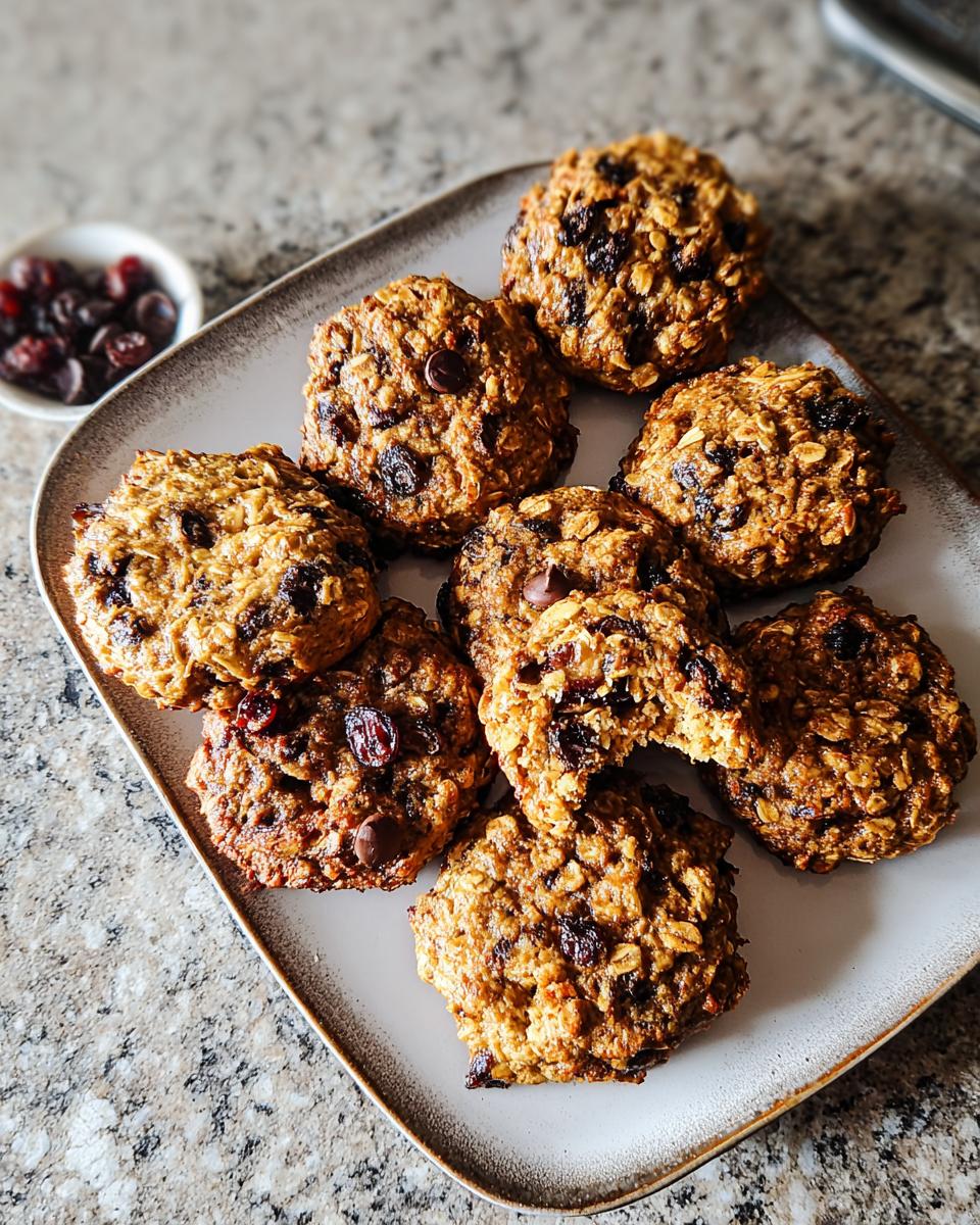 A plate of delicious oatmeal cookies with cranberries and chocolate chips, perfect for Breakfast Ideas Recipes in 20 Minutes.