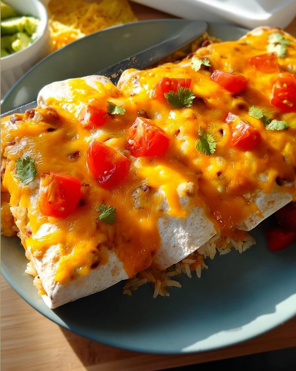 Close-up of cheesy enchiladas topped with diced tomatoes and cilantro, part of 25-Ingredient Healthy Meals Recipes.