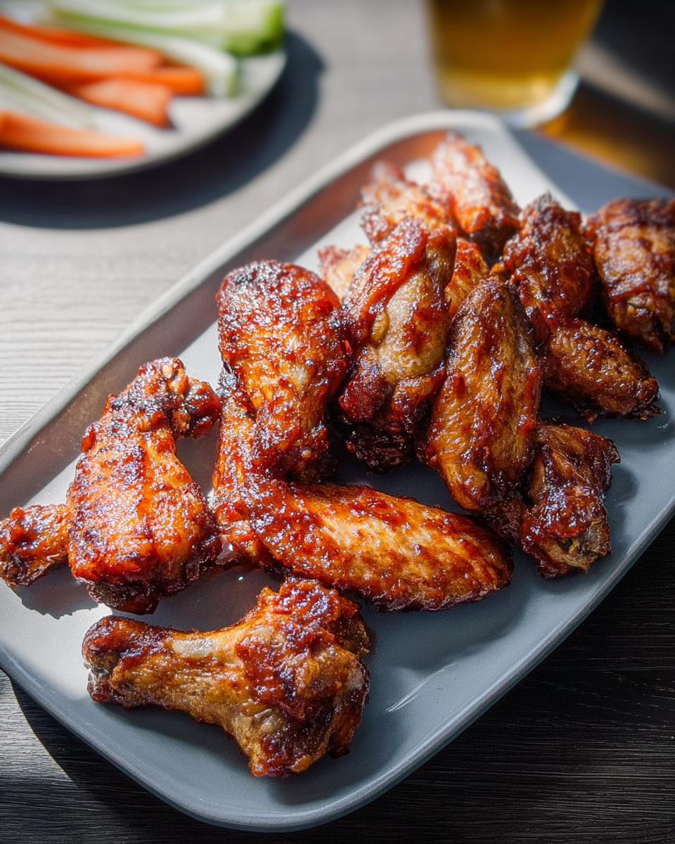 A plate of glistening, saucy chicken wings, perfect for when you crave chicken wings recipes.