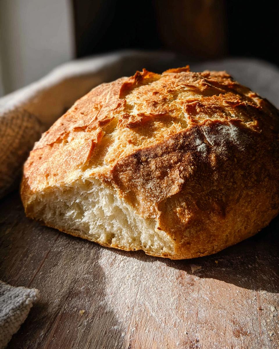 A golden-brown, crusty loaf of bread with a piece broken off, showcasing its soft interior. Part of The Only Healthy Meals Recipes Recipe You’ll Need (2025).