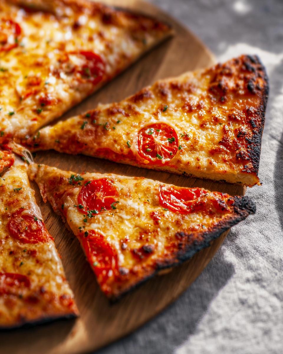 Close-up of freshly baked Margherita pizza slices with melted cheese and cherry tomatoes, perfect for Pizza Night.