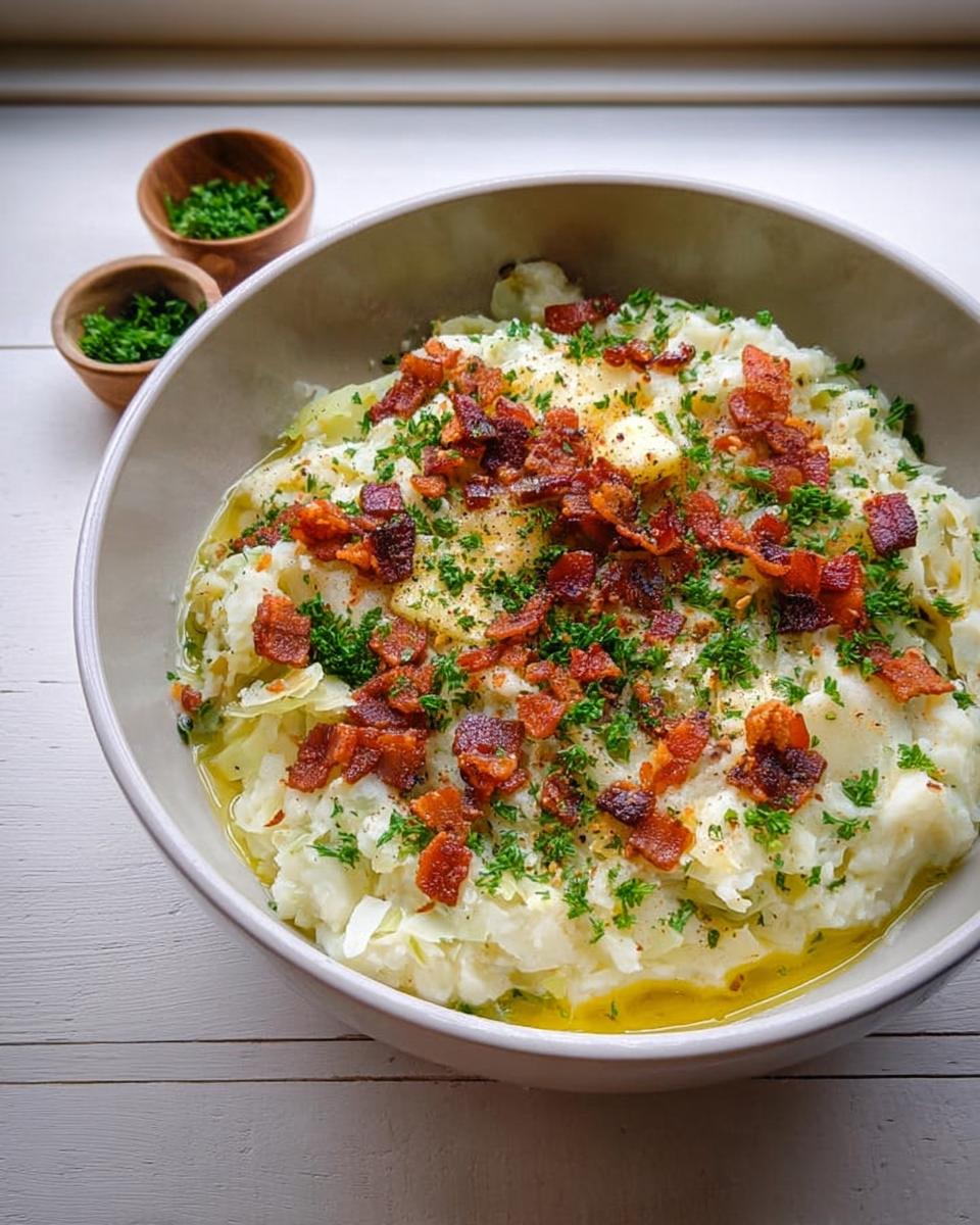A bowl of creamy mashed potatoes topped with crispy bacon bits and fresh parsley, part of 10 Genius Mashed Potatoes Recipes Ideas.