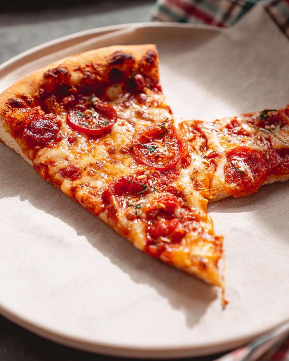 A mouthwatering slice of pepperoni pizza, showcasing melted cheese, tomato sauce, and crispy pepperoni, perfect for Pizza Night Recipes.