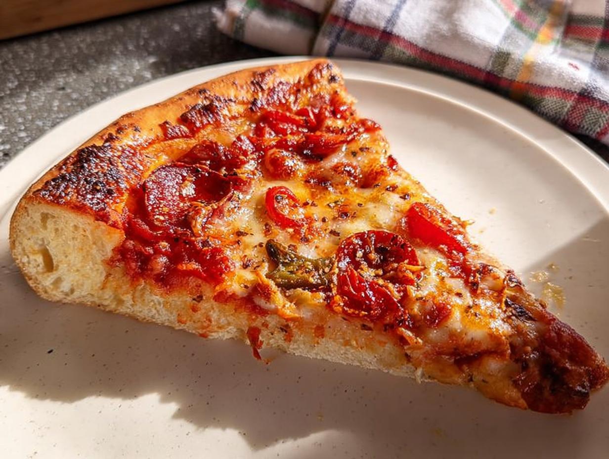 A mouthwatering slice of pepperoni pizza, perfect for Pizza Night Recipes Meal Prep, with melted cheese and a crispy crust.