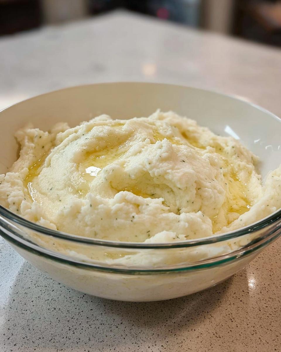 A close-up of a bowl of creamy mashed potatoes with melted butter and herbs, showcasing a pro mashed potatoes recipe.