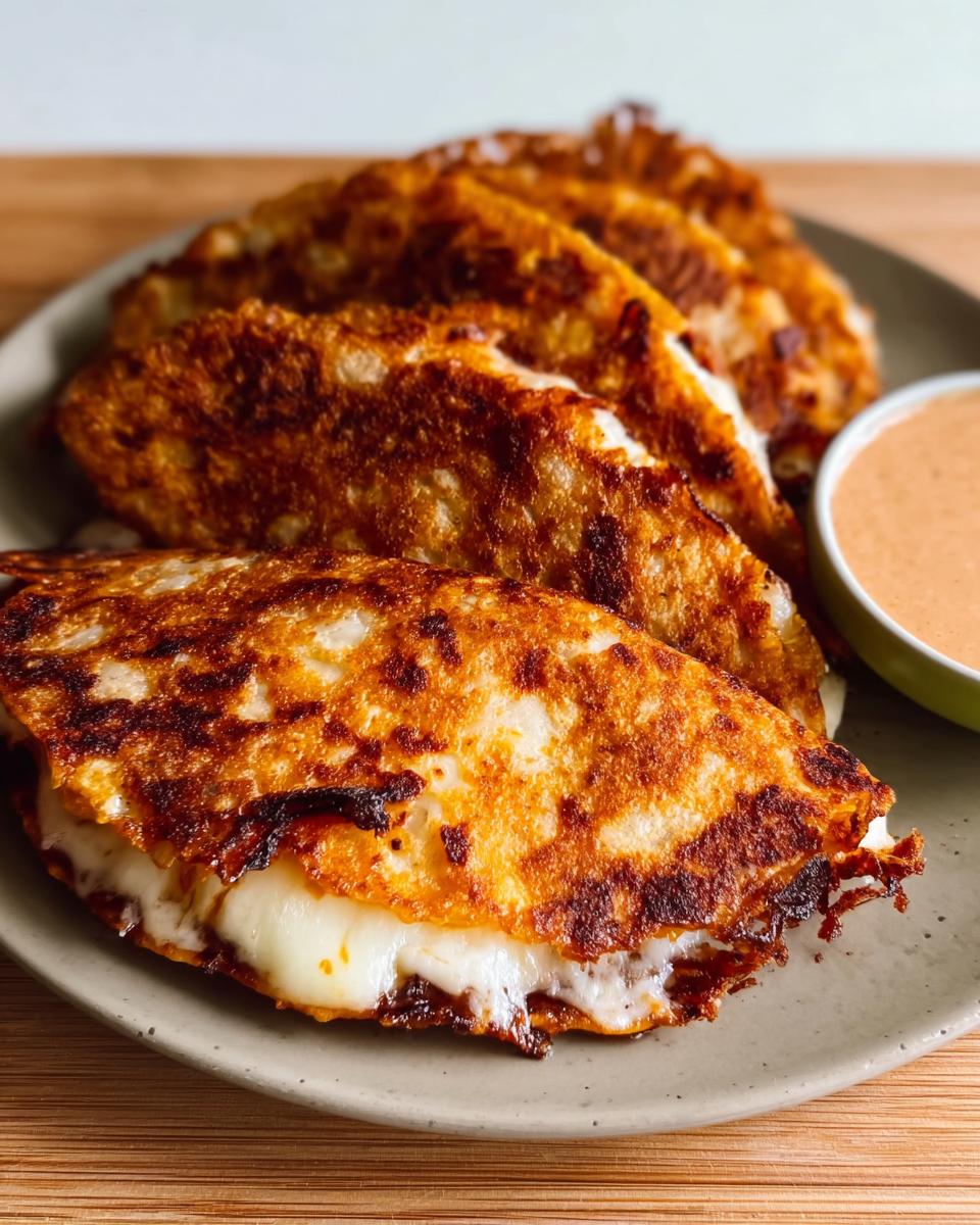 Close-up of crispy fried cheese quesadillas, a perfect Restaurant-Style Taco Tuesday Recipe at Home.