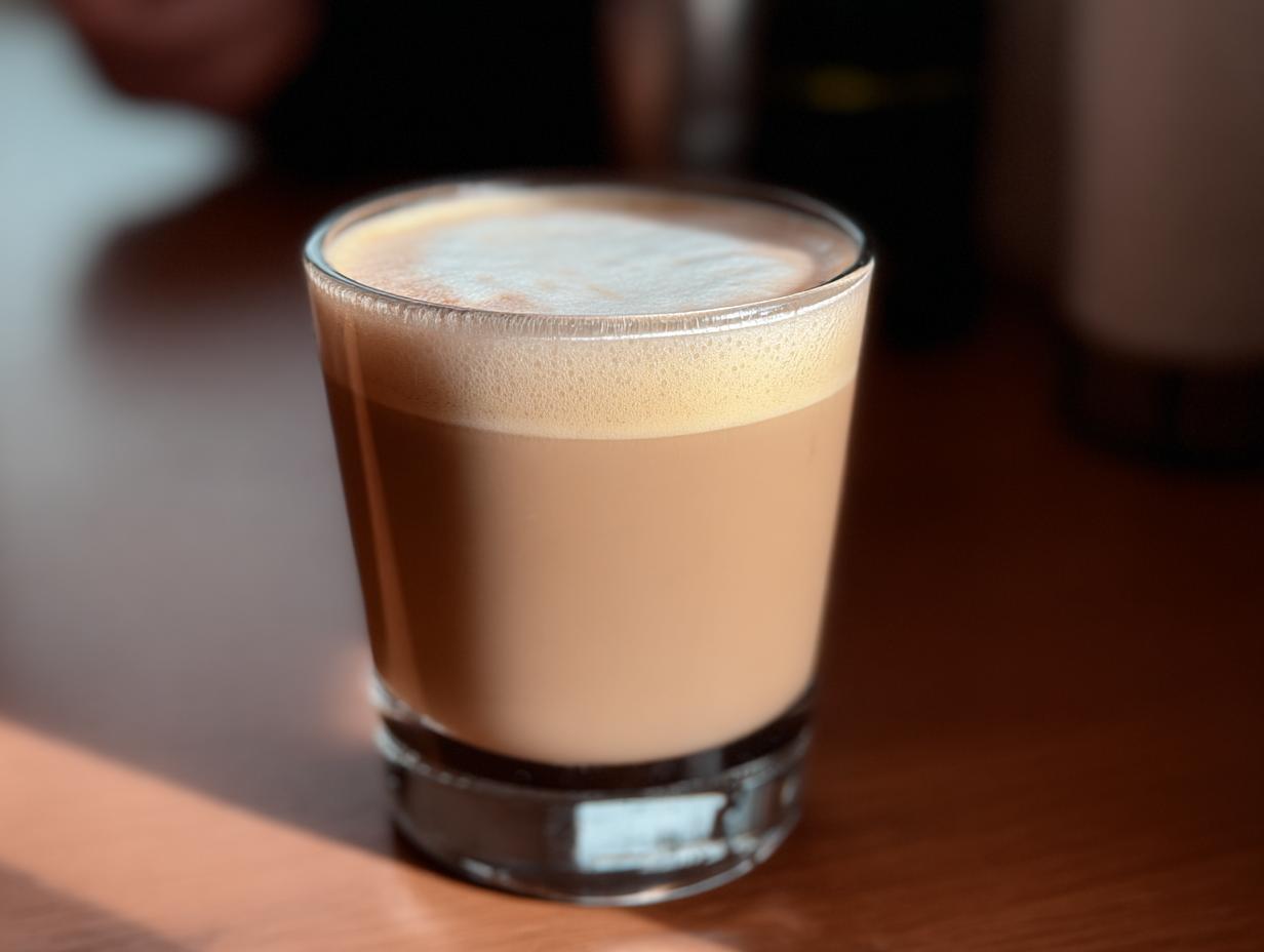 A tall glass filled with a creamy Starbucks drink, topped with frothy milk, perfect for busy weeknights.