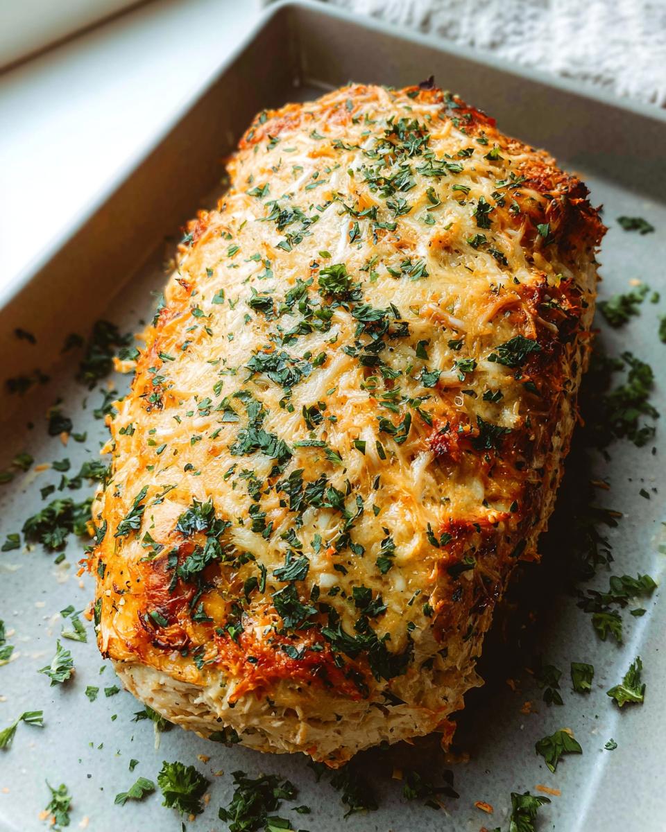 Close-up of baked Chicken Avocado Ranch Burritos topped with melted cheese and parsley.
