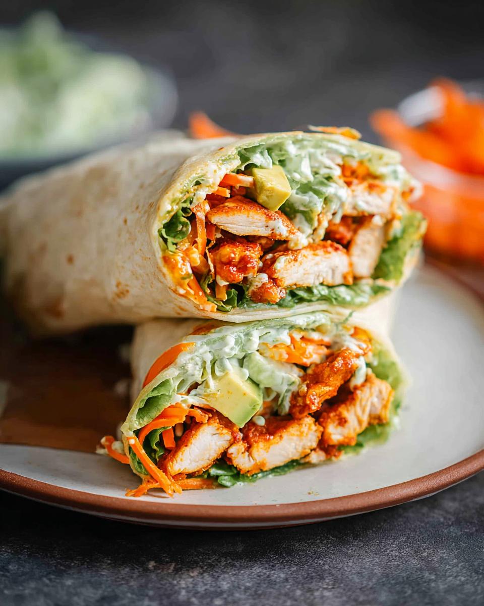 A delicious chicken wrap filled with creamy spinach, eggs, shredded carrots, avocado, and lettuce.