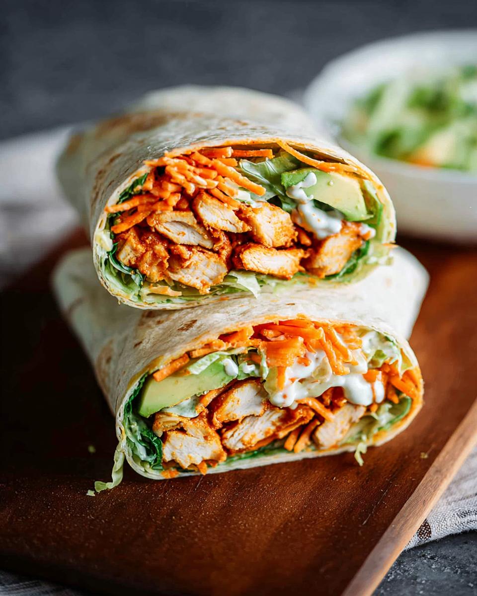 A delicious wrap filled with creamy spinach and eggs, chicken, avocado, and shredded carrots.