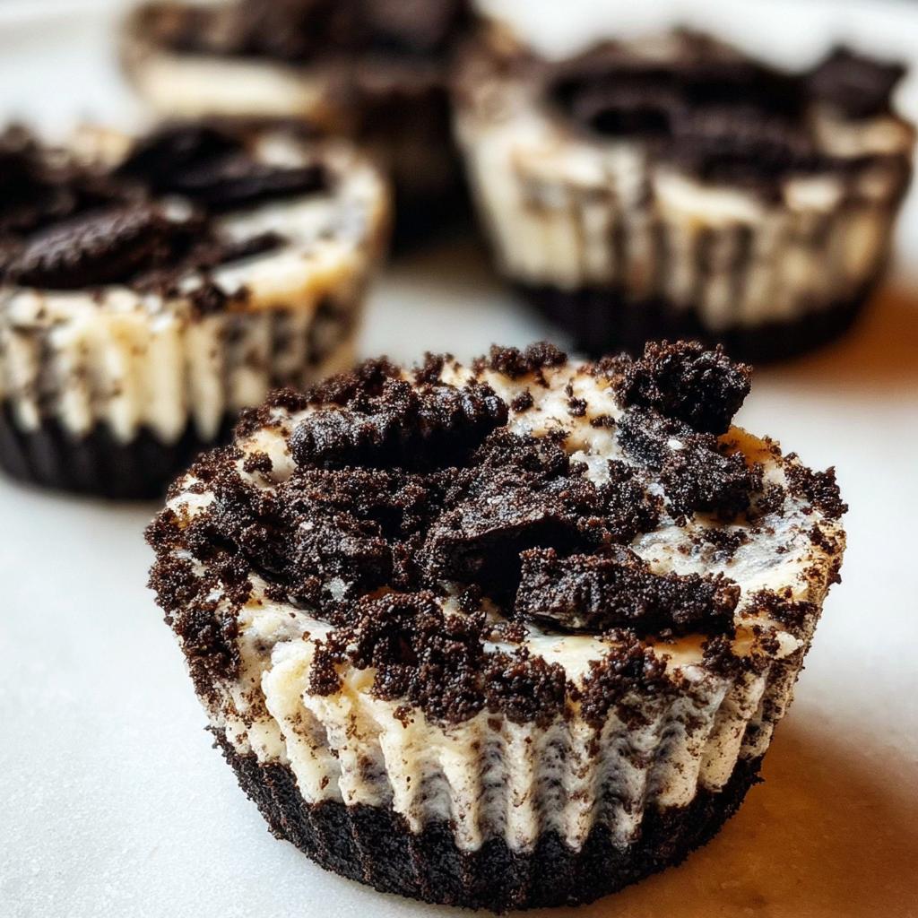 Close-up of a Healthy No-Bake Oreo Cheesecake Bite topped with crushed Oreos.