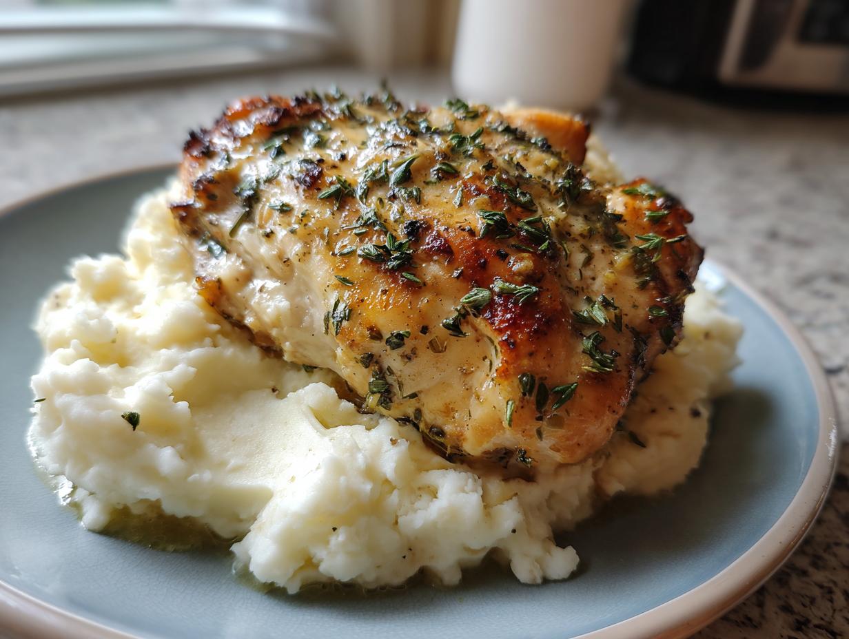 Irresistible Garlic Herb Chicken with Creamy Mashed Potatoes - Featured