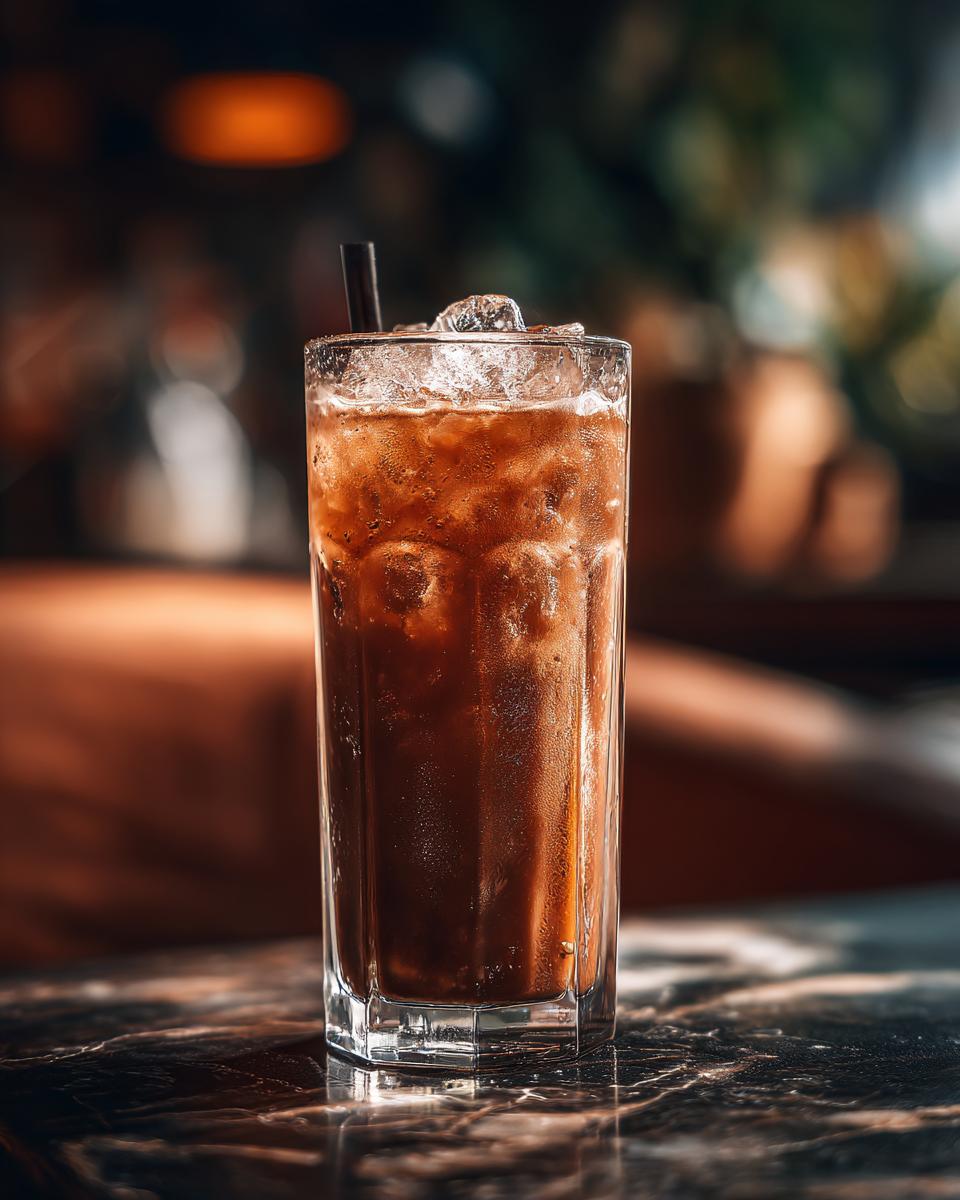 A tall glass filled with iced tea slush, ice cubes, and a straw, perfect for hot afternoons.